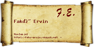 Fakó Ervin névjegykártya